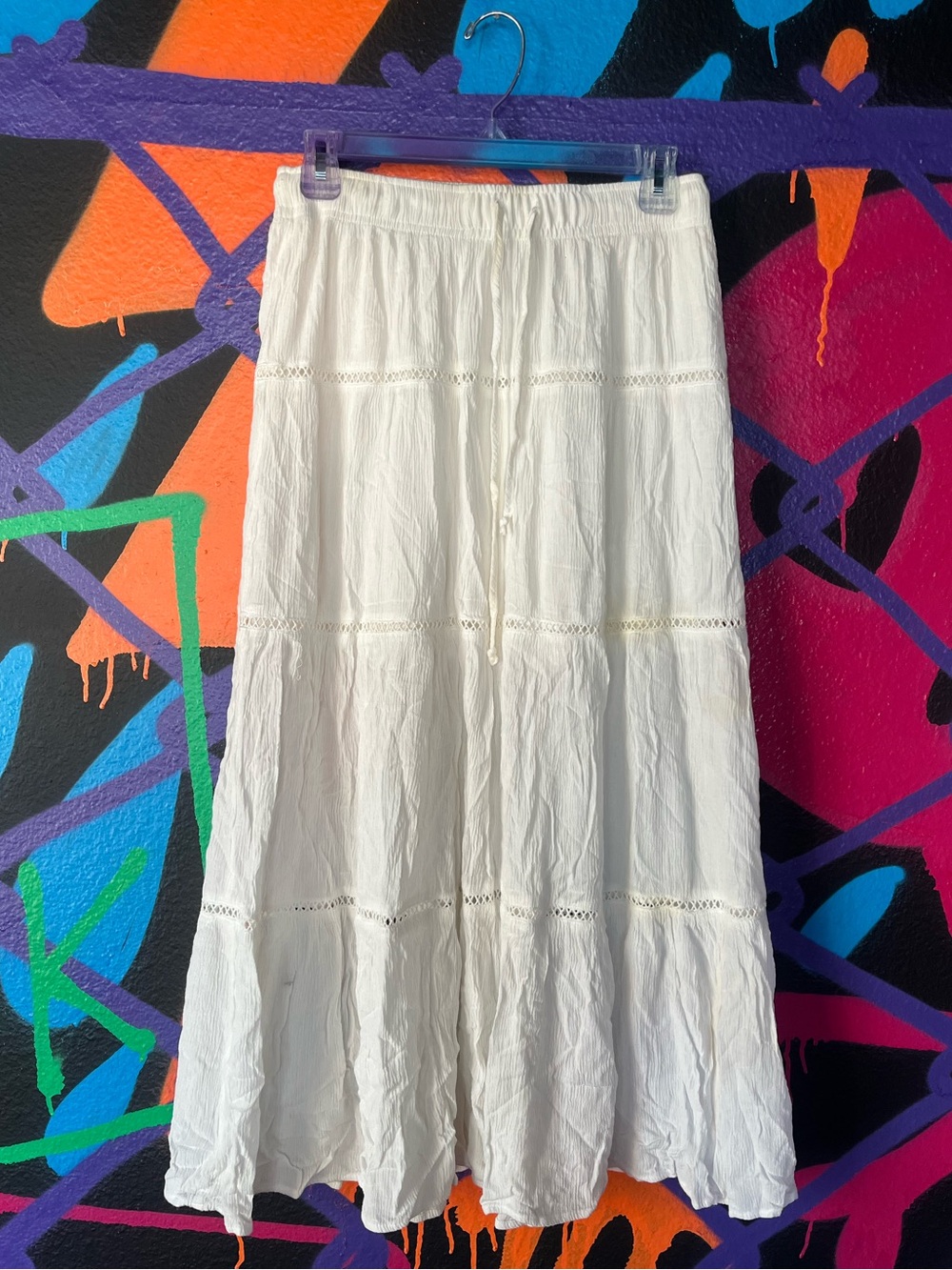 Garage flowy white maxi skirt